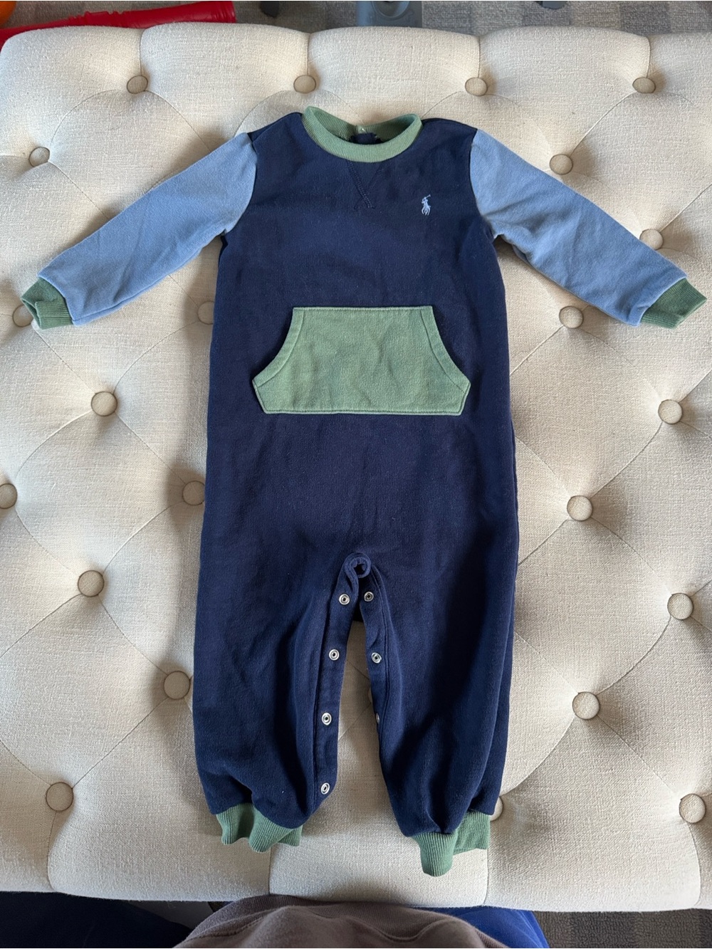 Ralph Lauren Navy, Light Blue & Green Fleece Footie